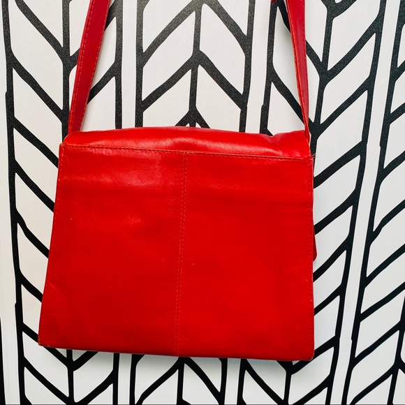 Kenneth Cole Red Genuine Leather Crossbody Saddle Bag - Picture 6 of 16